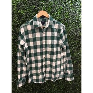 J Crew, Flannel Blouse, Green and White Plaid, Women’s Size M